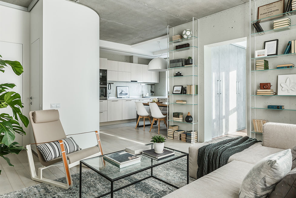 Room Design Büro: квартира 65 кв. метров без отделки стен и потолка