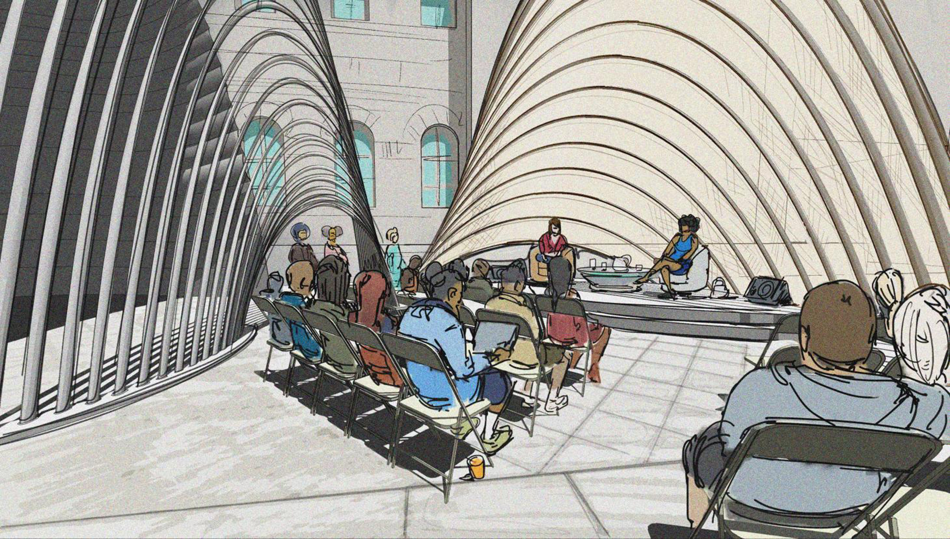 Лондонская биеннале дизайна 2021: павильон-парус Ини Арчибонга