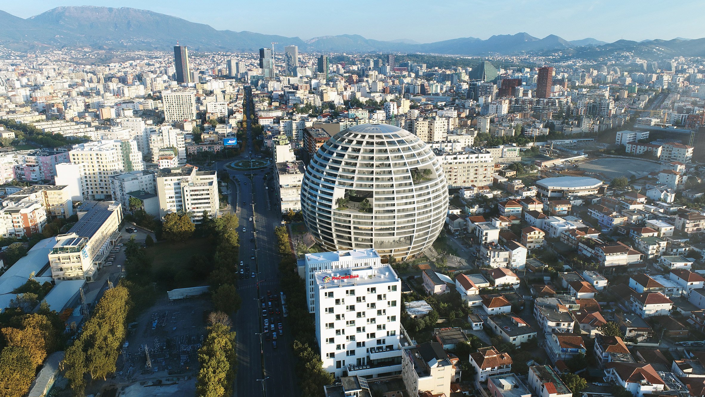 Спортивная сферическая арена в Албании от MVRDV