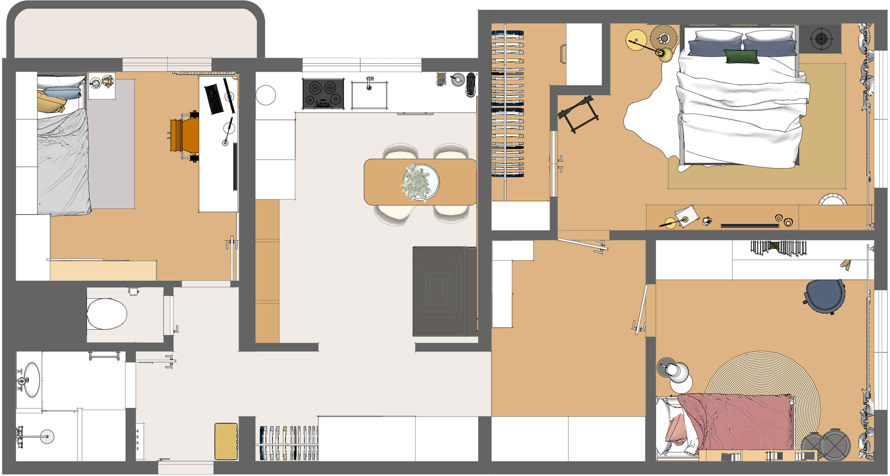 Планировка нестандарт: переносим кухню и ванную комнату