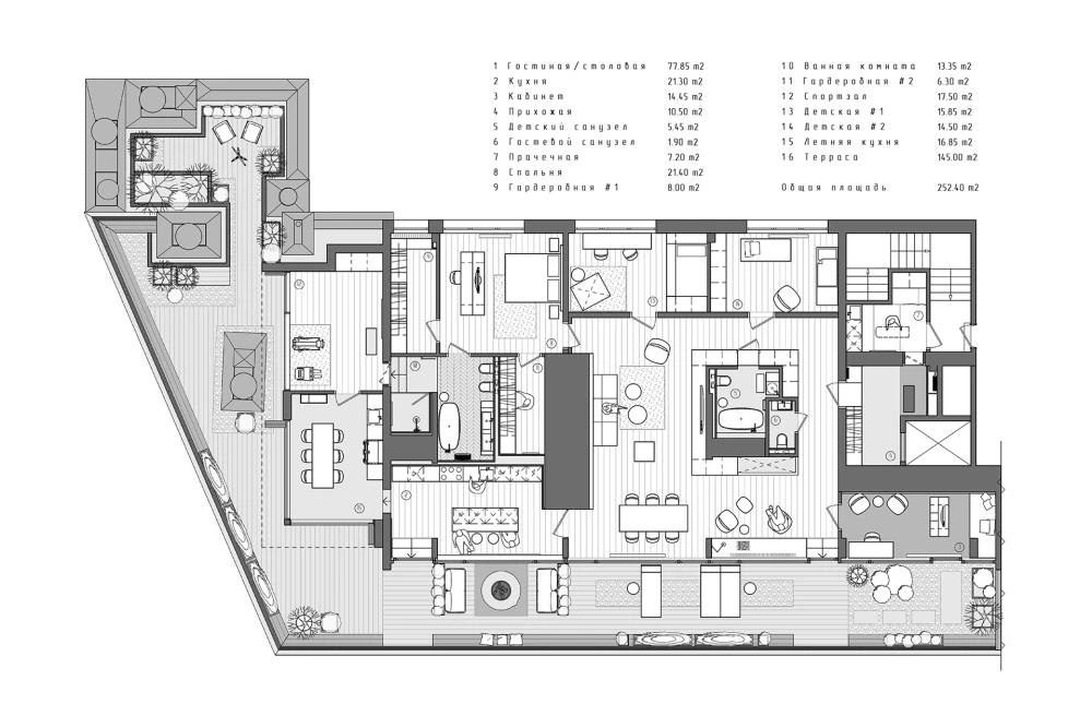 планировка квартиры 250 кв метров фото