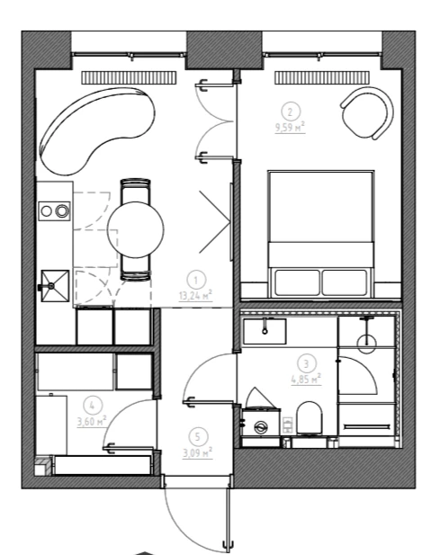 планировка квартиры 37 кв. метров фото