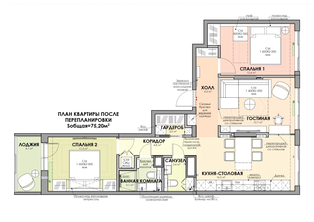 Планировка квартиры 75 кв м фото