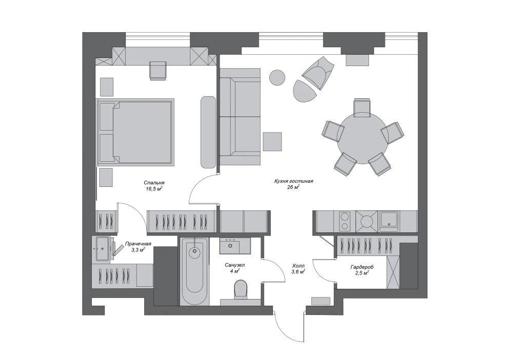 планировка квартиры 57 кв. метров фото
