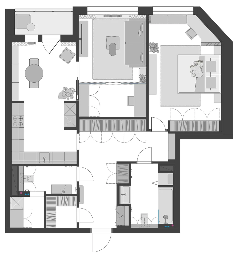 планировка квартиры 86 кв. метров фото