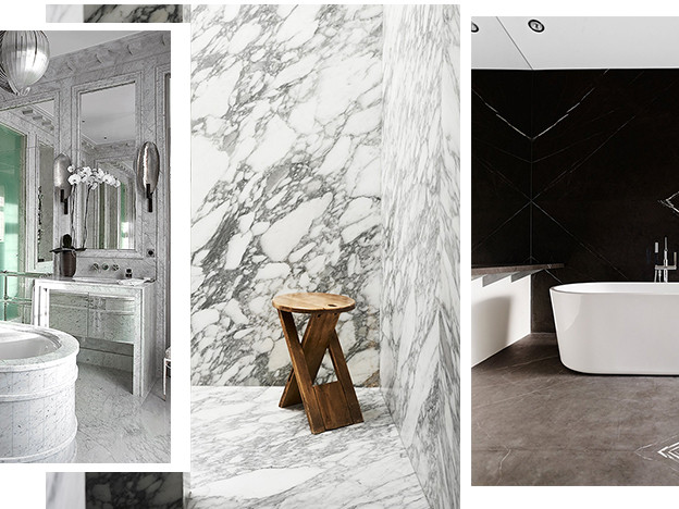 Мрамор и камень в ванной комнате. 25 примеров