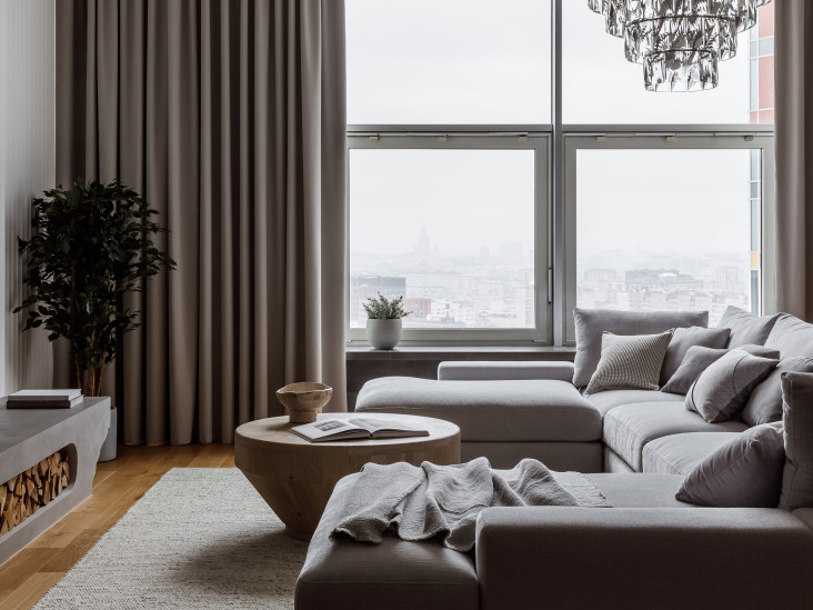 Трехуровневая квартира 288 кв. метров с террасой в Москве: проект Hills Design Studio