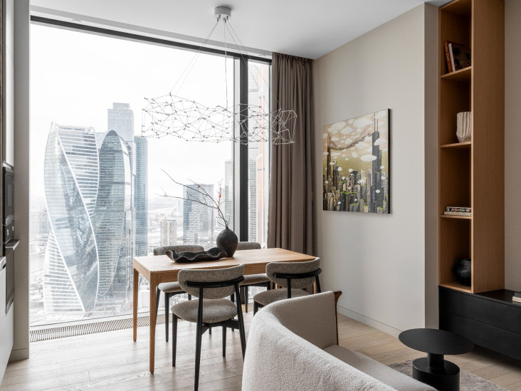 Квартира для молодой пары с видом на Москву-Сити: проект KOD-interiors