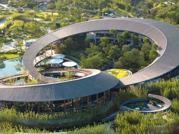 Павильон с прогулочными дорожками на крыше в Китае: проект CSWADI