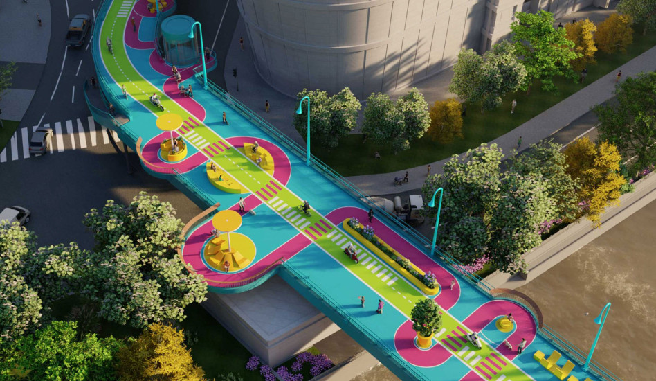 Пешеходный мост в Шанхае по проекту 100architects