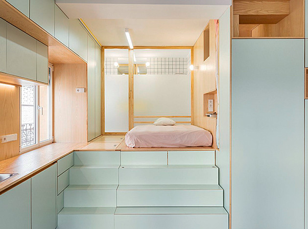 Elii Architects: микро-квартира с потайной мебелью