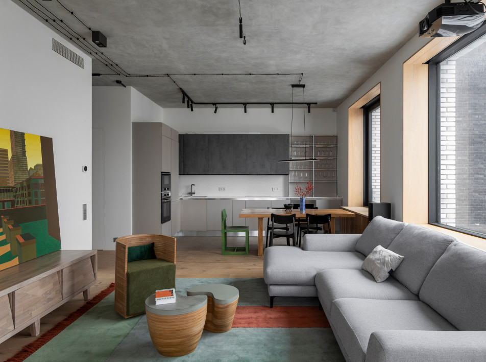 Семейная квартира с открытым бетоном в Москве: проект Sautkina Interiors
