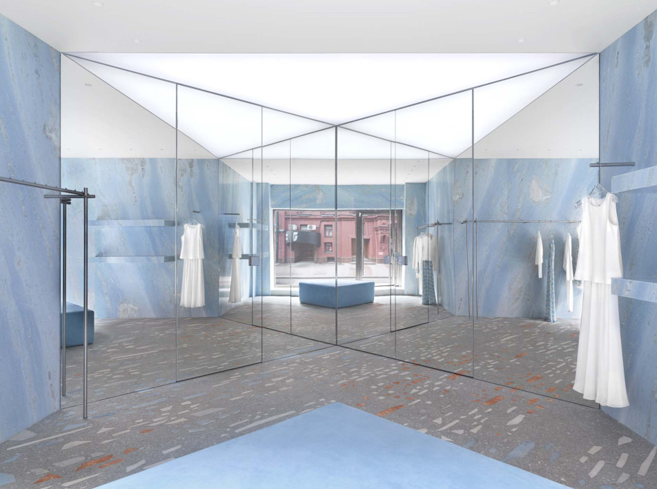 Бутик Patron Cashmere в небесно-голубых оттенках по проекту Елены Локастовой