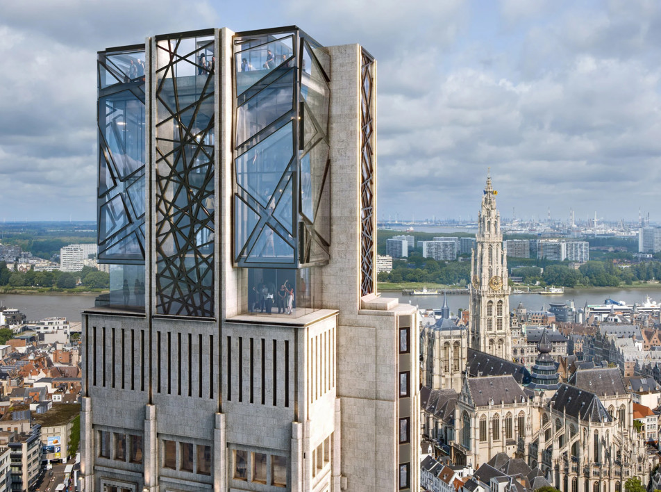 Studio Libeskind: стеклянная смотровая площадка для небоскреба в Антверпене