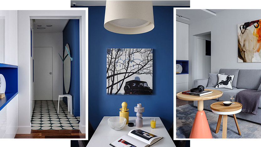 Studio25: квартира с акцентным синим цветом