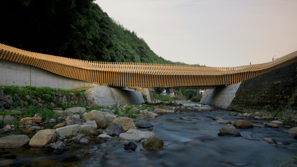 Мост по проекту Kengo Kuma & Associates в Ивакуни