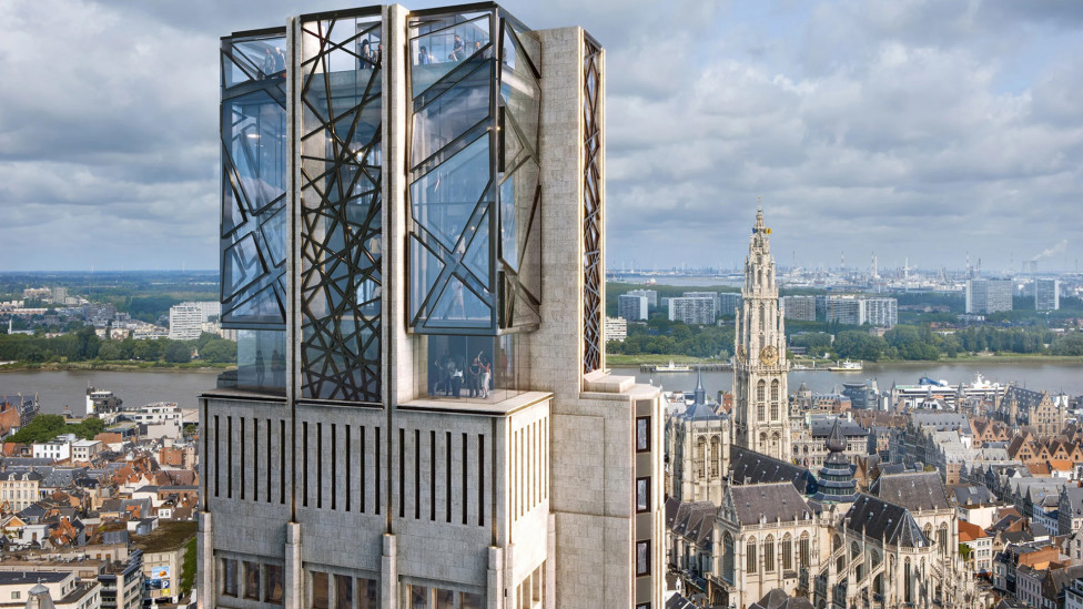 Studio Libeskind: стеклянная смотровая площадка для небоскреба в Антверпене
